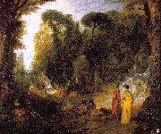 WATTEAU, Antoine Gathering by the Fountain of Neptune oil on canvas